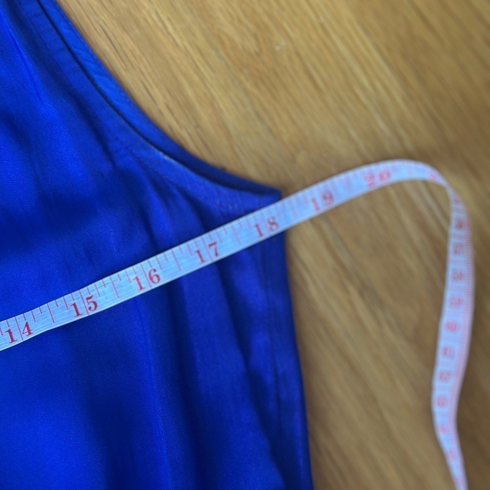 Ann Taylor Loft Silky Romper XXS Petite Royal Blue VNeck Open Back Shorts Dressy - Picture 7 of 10